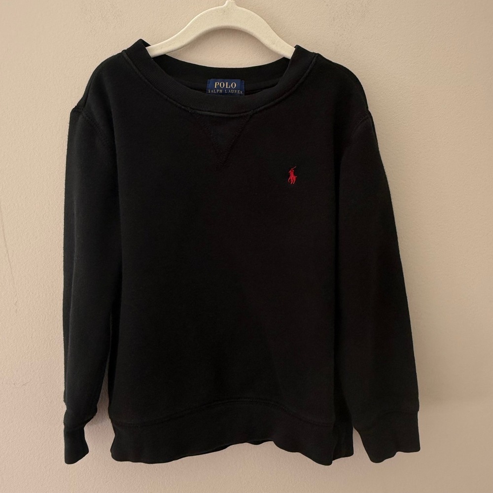 Polo Ralph Lauren Black Crew Neck‎ Sweatshirt Kids Size S Pony Logo